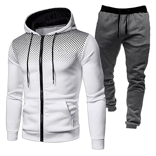 Trainingsanzug Herren, Jogginganzug Herren Baumwolle Jogging Anzug Trainingsanzug Sportanzug Jungen Jogginghose Sweatjacke Männer Farbblock Streifen Drucken Freizeitanzug Langarm Sweatshirt von Generic