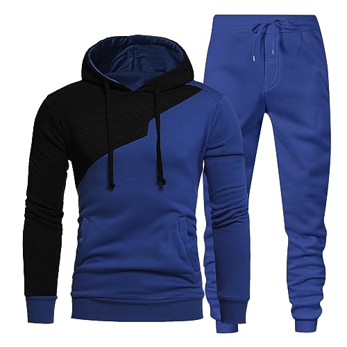 Trainingsanzug Herren, Jogginganzug Herren Baumwolle Jogging Anzug Trainingsanzug Sportanzug Jungen Jogginghose Sweatjacke Männer Farbblock Streifen Drucken Freizeitanzug Langarm Sweatshirt von Generic