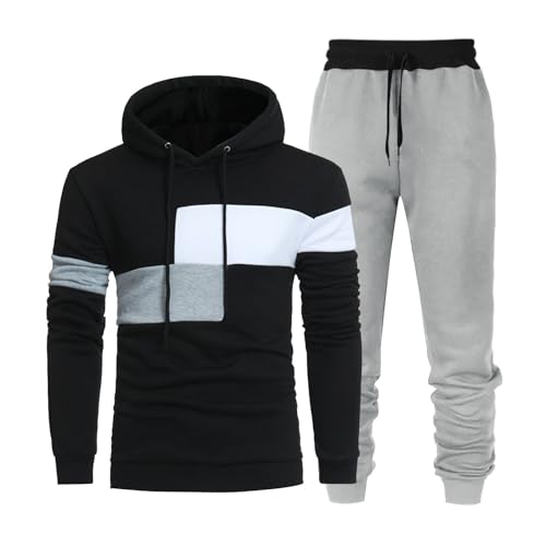Trainingsanzug Herren 2 Piece Jogginganzug Set mit Taschen Mode Pullover Fleecefutter Hoodies mit Hose Männer Winter Baggy Sportanzug von Generic