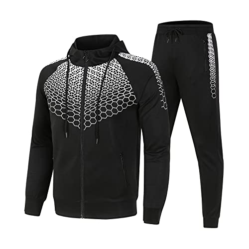 Trainingsanzug Herren Jogginganzug für Männer Langarm Sportanzug Freizeitanzug Set Jogginghose Sweatshirt Casual Hoodie Hose für Gym Fitness Sportbekleidung Trainingsjacke Sportjacke Tracksuit M-3XL von Generic