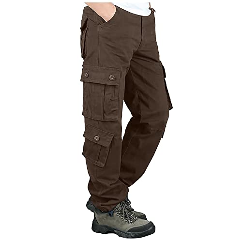 Trainingshose Herren Cargohose Jogginghose Wanderhose Trekkinghose Sommer Stoffhose Hosen Outdoorhose Outdoor Kochhose Cargohosen Parachute Weisse Sporthosen Hose L-Braun 4XL 515 von Generic