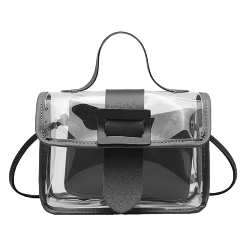 Transparente Handtasche für Stadion-Events, durchsichtige Umhängetasche, durchsichtige Umhängetasche, Stadion-zugelassene Messenger-Tasche, große Jelly Tote Bag mit Griff, Schwarz , Se référer au von Generic