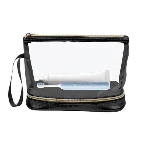 Transparente Kosmetiktasche - Transparente Make-up-Tasche, Doppellagige Kosmetiktasche | Tragbare doppellagige Make-up-Tasche, multifunktionale wasserdichte Make-up-Tasche für Familie, Männer von Generic