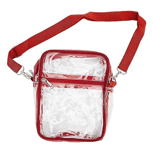 Transparente Messenger-Tasche, Verstellbare wasserdichte PVC-Stadion-Transparente Messenger-Tasche für Mädchen (Rot) von Shanrya