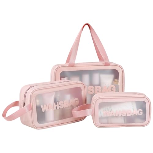 Transparente Reise-Make-up-Tasche, transparenter Reise-Toilettenartikel-Organizer – Reise-Make-up-Organizer-Tasche mit Griff für Mädchen, alle Altersgruppen, Männer, rose, Refer to description, Uni von Generic
