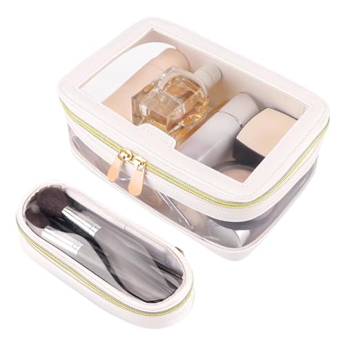 Transparente Reise-Make-up-Tasche – Kosmetiktasche mit Reißverschluss, tragbare Kosmetiktasche für Damen | Transparentes Make-up-Organizer-Set mit großem Fassungsvermögen, weiß, Se référer au von Generic