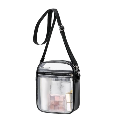 Transparente Tasche – transparente Umhängetasche, elegante transparente Tasche | kleine Umhängetasche mit Stadiongeldbörse, Stadiontasche, strapazierfähige PVC-Umhängetasche, schwarz, Consulte la von Generic
