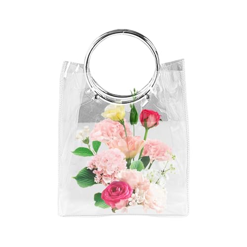 Transparente Tragetasche, durchsichtige PVC-Tasche,Wasserdichte transparente Goodybags mit rundem Griff | Urlaubsbeutel Partyartikel, Kosmetiktasche, wiederverwendbar für Snacks, Spielzeug, Hochzeit von Generic