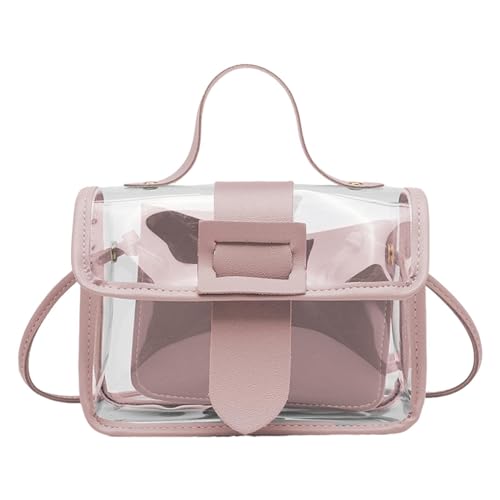 Transparente Umhängetasche, transparente Umhängetasche, Stadion-zugelassene Umhängetasche – große Umhängetasche Jelly Tote Bag mit Griff für Frauen und Männer, Rosa, Se référer au descriptif von Generic