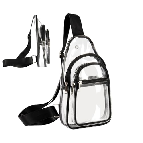 Transparente Umhängetasche für Stadionbesuche, transparente Tasche für Stadionveranstaltungen, transparente PVC-Tasche, wasserdichte Schultertasche | modischer Rucksack mit Reißverschluss, Tasche für von Generic