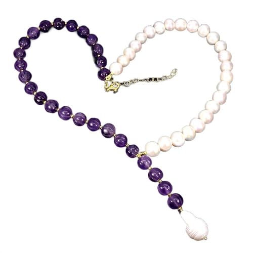 Traumhafte elegante Halskette Naturperlen Amethyst 925 Silber von Generic