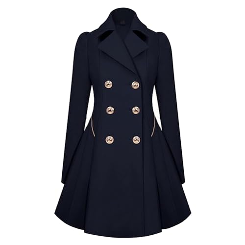 Trenchcoat Damen Beige Lang - Wintermantel Damen Elegant Langer Windbreake Leichte Übergangsmantel Slim Fit Winterjacke Mode Revers Übergangsjacke Zweireihiger Mantel Knielang Lang A-Linie Jacke von Generic