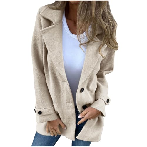 Trenchcoat Damen Einfarbig Wollmantel Revers Button Down Windbreaker Klassische Passform Windjacke Casual Mittellanger Mantel Übergangsjacke Autumn Winter Jacke Streetwear Alltagsjacke Trenchcoat Damen Einfarbig Wollmantel Revers Button Down Windbreaker Klassische Passform Windjacke Casual Mittellanger Mantel Übergangsjacke Autumn Winter Jacke Streetwear Alltagsjacke von Generic