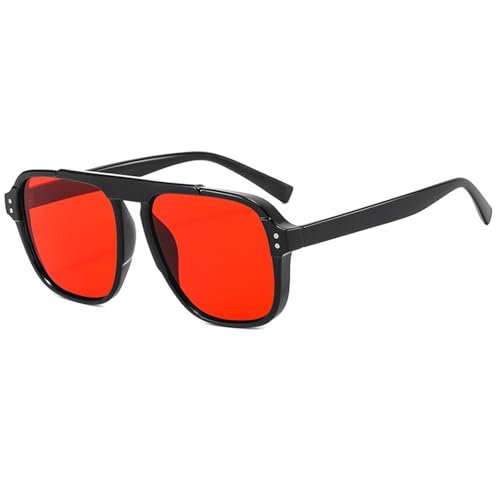 Trendy Square Oversized Frames Damen Foto Sonnenbrille Herren Outdoor Autofahren Pendeln Urlaub Sport Sonnenbrille(Red) von Generic
