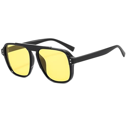 Trendy Square Oversized Frames Damen Foto Sonnenbrille Herren Outdoor Autofahren Pendeln Urlaub Sport Sonnenbrille(Yellow) von Generic