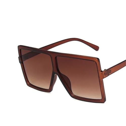 Trendy Square Oversized Frames Damen Urlaub Sonnenbrille Herren Outdoor Polarisierte Autofahren Sport Party Foto Sonnenbrille(Brown) von Generic