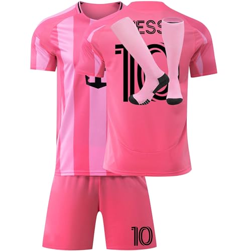 Trikot Kinder Erwachsene Nr.10 Fussball Trikot Set, 24/25 schwarz, Rosa, Blau Fußball Trikot Trainingsanzug Shirts Shorts und Socks, Football Kit for Jungen Mädchen von Generic
