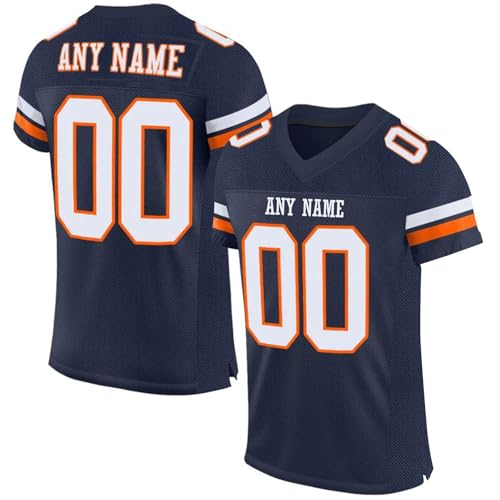 Personalisiert American Football Trikot für Herren Damen Jugend Vorschule Custom Football Jersey Sports Personalisierte Tshirt Printed Team Name & Number & Logo Blau von Generic