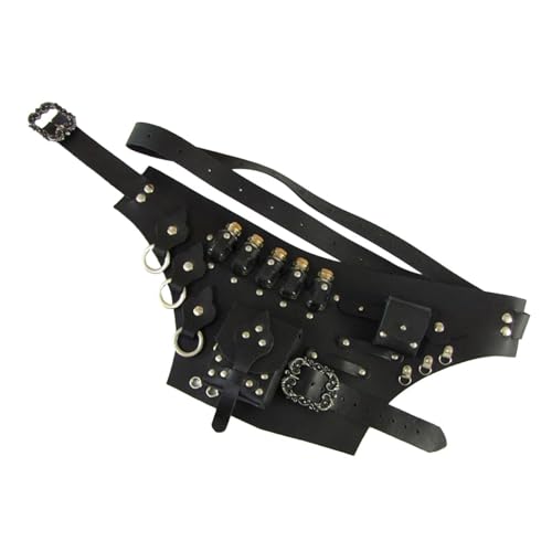 Trinkhalter: Tränkflaschenhalter, bequemer Gürtel für Renaissance-Trinkflaschen | Mittelalterlicher Gentleman Korsettgürtel im Wikingerstil mit verstellbarer Taille, schwarz, Consulte la descripción von Generic