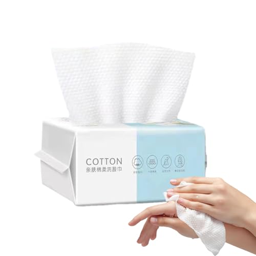 Trockene Gesichtstücher - weiche Einweg -Gesichttücher, dicke Baumwollgewebeblätter | Ultra absorbierende saubere Handtücher, fusselfreies Design für Hautpflege-Routine-Make-up-Entfernen täglicher Ges von Generic