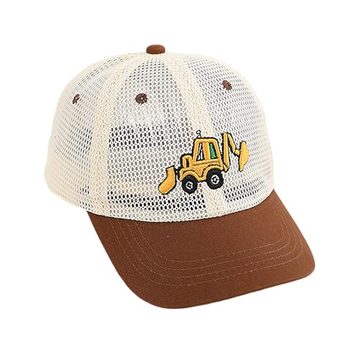 Trucker Cap Kinder Jungen Bagger Basecap Atmungsaktiver Mesh Baseball Cap Verstellbare Baseballkappe Sommer Outdoor Schrimkappe Sonnenhut für Jungen Mädchen 2-8 Jahre (Coffee, 2-8 Years) von Generic