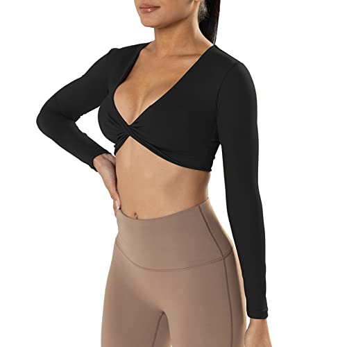 Tshirt Damen 42 - Damen Sport Langarm Fitness Kleidung Tiefer V-Ausschnitt Slim Fit Atmungsaktiv Windexponierter Nabel Yoga Kleidung Kurzes Oberteil T Shirt Kleid Damen Rot von Generic