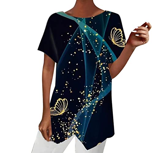 Tshirt Damen Gr 52/54 - -T-Shirt mit lockerem Kurzarm-Rundhalsausschnitt und unregelmäßigem Saum Weise Arbeitshosen Für Damen Pflege Tshirt Damen Gr 52/54 - -T-Shirt mit lockerem Kurzarm-Rundhalsausschnitt und unregelmäßigem Saum Weise Arbeitshosen Für Damen Pflege von Generic