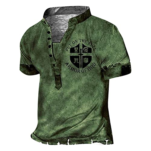 Tshirt Herren, Langarmshirt Herren Retro Henley Shirt V-Ausschnitt Vintage Casual T-Shirts Pullover Herren Freizeithemd Sweatshirt mit Knöpfe T-Shirts Outdoor Regular Fit Trainingsshirt von Generic