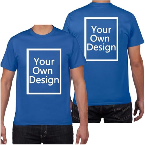 Tshirt Herren T-Shirt Selbst Gestalten Shirts mit Aufdruck Custom T Shirt mit Foto Bedrucken Lassen Personalisiertes Sommershirt auf Vorne Hinten Angebote des Tages Heute Blau M von Generic