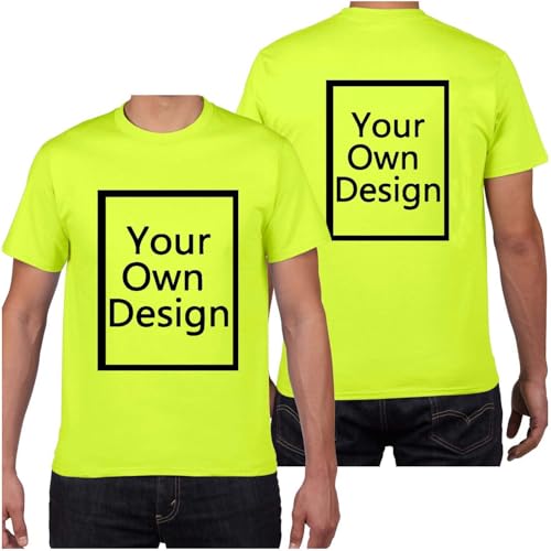 Tshirt Herren T-Shirt Selbst Gestalten Shirts mit Aufdruck Custom T Shirt mit Foto Bedrucken Lassen Personalisiertes Sommershirt auf Vorne Hinten Blitzangebote Fluoreszenzfarbe 4XL von Generic