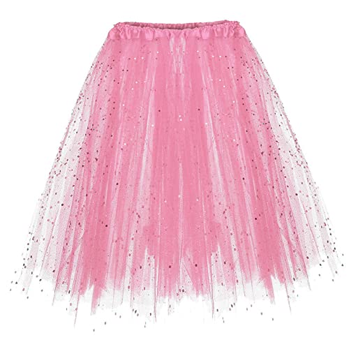 TüLlrock 50Er Rock Mit Pailletten Sternen Tanzrock Kurz Ballett TüTü Rockabilly Petticoat Unterrock Tanzkleid Ballkleid Abendkleid FüR PartykostüM von Generic