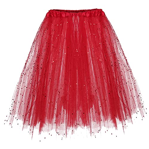 TüLlrock 50Er Rock Mit Pailletten Sternen Tanzrock Kurz Ballett TüTü Rockabilly Petticoat Unterrock Tanzkleid Ballkleid Abendkleid FüR PartykostüM von Generic