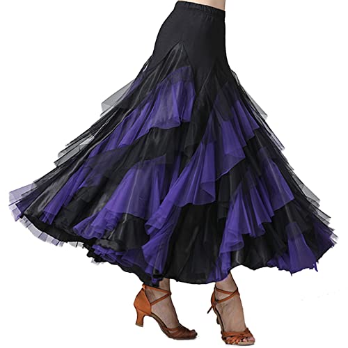 Tüllrock Damen, Damen Karneval Kostüm Tüllrock Tütü Rock Lang Spitzen Petticoat Mehrschichtiger Elegant Unterrock Elastisch Röcke Ballettrock Ballkleid Tanzrock Gesellschaftstanz Übungsrock von Generic