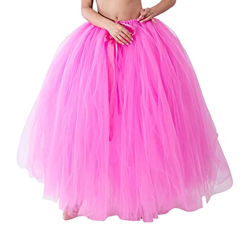 Tüllrock Damen, Damen Petticoat Lange Unterrock Underskirt Reifrock Rock für 50er Vintage Cocktailkleid Erwachsene Damen Tüllrock Maxi Rockabilly Petticoat Unterrock Karneval Kostüm von Generic