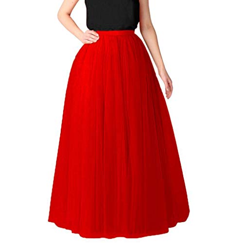 Tüllrock Damen, Damen Tüllrock 80er Vintage Rockabilly Lang Tutu Rock Klassisch Langer Rock Tüll Tütü Rock für Cosplay Party Karneval Kostüm Ballett Petticoat Ballkleid Tanzkleid Abendkleid von Generic