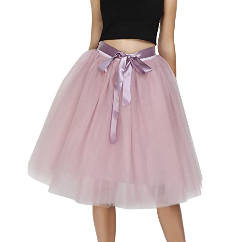 Tüllrock Damen, Tüllrock Damen Karneval Lang Minirock Petticoat Unterrock Tütü Damen Ballettrock Hosenrock Tanzkleid Party Tüllrock Tutu Tüll Rock Faltenrock Ballettrock, (Rose Gold-a, One Size) von Generic