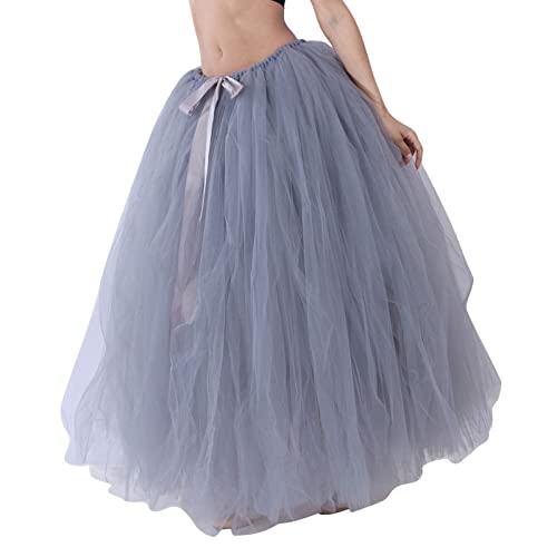 Tüllrock Damen, Tüllrock Damen Lang Tüll Tütü Rock A-Linie Knie Tüllrock Maxirock mit Schleife Erwachsene Dehnbaren Tutu Rock Ballkleid Abendkleid Ballett Hochzeit Party Karneval Kostüm von Generic