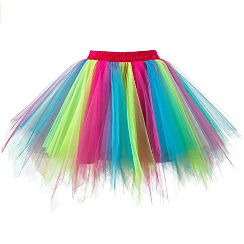 Tüllrock Damen, Tüllrock Karneval Kostüm Damen Tüllrock 50er Rockabilly Petticoat Puffy Tutu Unterrock Kurz Ballett Tanzkleid Ballkleid Karneval Fasching Party Tüllrock Ballett Minirock von Generic