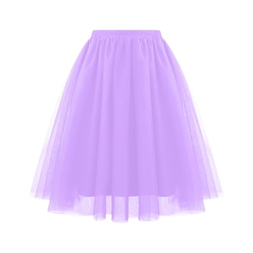 Tüllrock Damen 50Er Rock Retro Ballet Tanzrock 3 Lagig Tüll Ballett Tütü Rockabilly Petticoat Unterrock Tanzkleid Ballkleid Abendkleid Gelegenheit Zubehör Karneval Cosplay (01 Hellviolett, L) von Generic