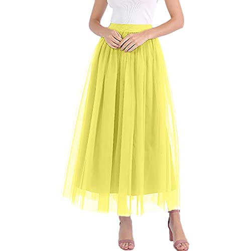 Tüllrock Damen A-Linien Rock Lang Tutu 50er Rockabilly Petticoat Unterrock Große Größen Plisseerock Elegant Swing Tüll Rock für Hochzeit Brautjungfer Brautkleid Festliche Party Kostüm Skirt von Generic