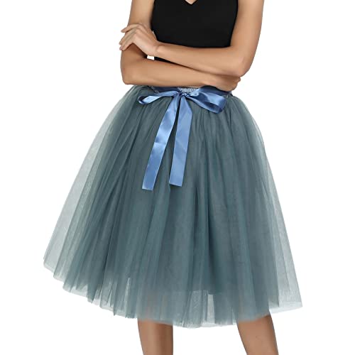 Tüllrock Damen Karneval Knielang Tüll Tutu Rock Petticoat Unterrock Lang Minirock Petticoat Unterrock Tütü Damen Ballettrock Hosenrock Tanzkleid Party Tüllrock Tutu Tüll Rock (Dark Gray-2, One Size) von Generic