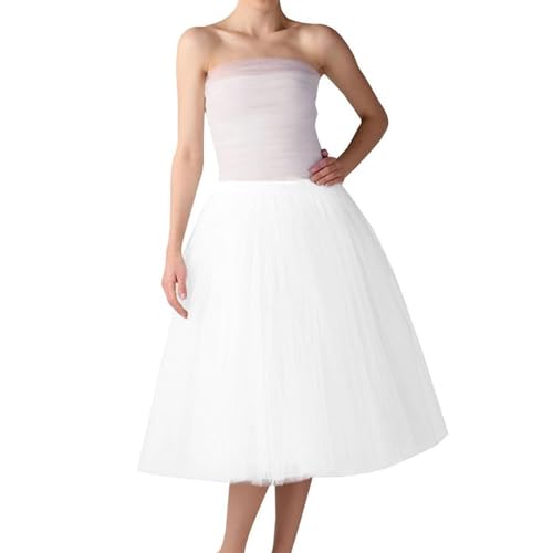 Tüllrock Damen Karneval Knielang Tüll Tutu Rock Petticoat Unterrock Lang Minirock Petticoat Unterrock Tütü Damen Ballettrock Hosenrock Tanzkleid Party Tüllrock Tutu Tüll Rock (H-3, One Size) von Generic