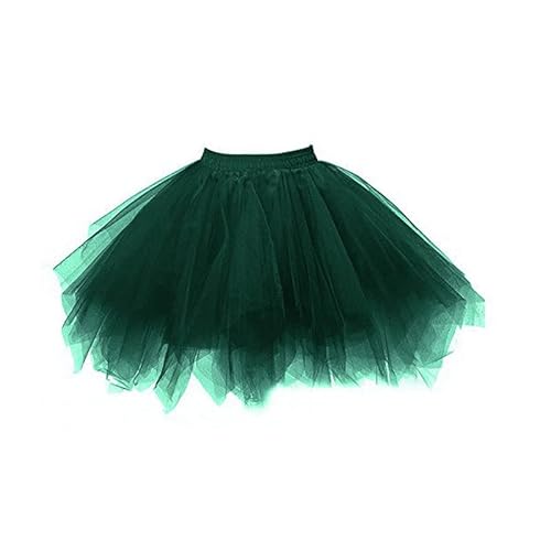 Tüllrock Damen Karneval Tutu Rock 50Er in Rosa und Schwarz Tüllrock Damen Tütü Tüllrock Pink, Pinker Rock Rosa Tütü Tüllrock Damen RosaTüllrock Damen (dunkelgrün-1,Einheitsgröße) von Generic