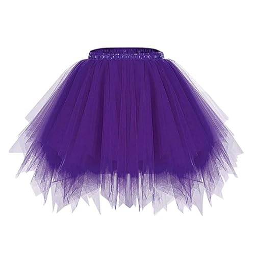 Tüllrock Damen Karneval Tutu Rock 50Er in Rosa und Schwarz Tüllrock Damen Tütü Tüllrock Pink, Pinker Rock Rosa Tütü Tüllrock Damen RosaTüllrock Damen (dunkellila,Einheitsgröße) von Generic