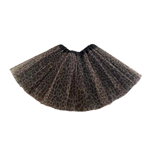 Tüllrock Damen Kurz Leoprint Tütü Rock Retro Karneval Kostüm Ballett Tanzröcke Petticoat Tanzkleidung Ballettkleidung Prinzessin Midirock Faschingkostüm von Generic