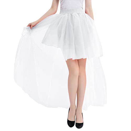 Tüllrock Damen Kurz Tüllkleider Vorne Kurz und Hinten Lang Tütü Rock Mädchen Ballett Tanzröcke Unterrock Ballkleid Tanzkleid Blase Tanzrock Cosplay Karneval Kostüm von Generic