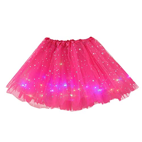 Tüllrock Damen-LED-Tütürock Erwachsene Teenager Tutu Rock Damen Kurz Petticoat Unterrock Party Ballett Tanzen Fancy Dress Halloween Karneval Kostüm Damen Tulle Skirt Ballett Tütü Röcke Minirock von Generic