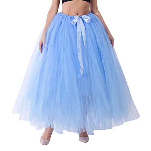 Tüllrock Damen Lang, Damen Tüllrock Knielang Tutu Multi-Schichten Puffy Bubble Tanzkleid Unterrock 50er 80er Petticoat Rocke Vintage Ballettrock Mesh Tanzen Rock Minirock von Generic
