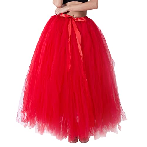 Tüllrock Damen Lang, Damen Tüllrock Knielang Tutu Multi-Schichten Puffy Bubble Tanzkleid Unterrock 50er 80er Petticoat Rocke Vintage Ballettrock Mesh Tanzen Rock Minirock von Generic
