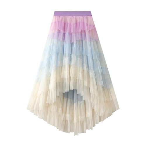 Tüllrock Damen Lang -Tütü Damen Bunt Tutu Rock Puffy Tüll Unterrock Asymmetrisch Röcke Petticoat Ballettrock Ballkleid Maxirock Tanzkleid für Karneval Party Ballett Tanzen 50er 80er Abendkleid von Generic